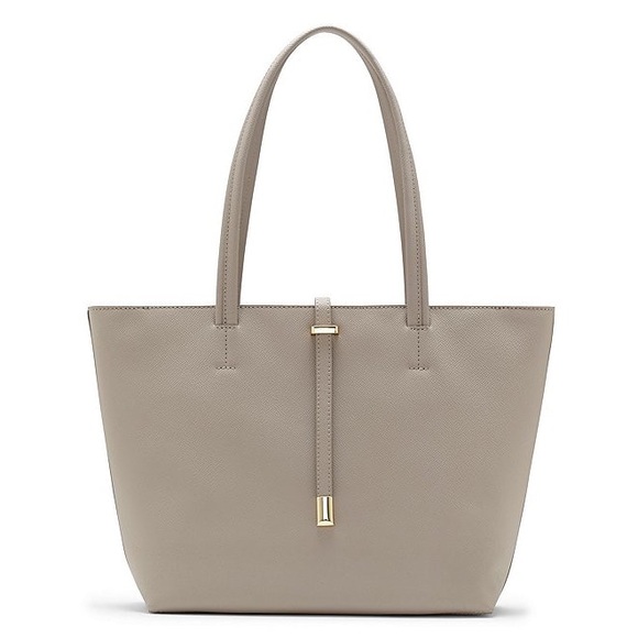 VINCE CAMUTO Leila Gray Driftwood Saffiano Leather Tote Bag - Picture 1 of 14